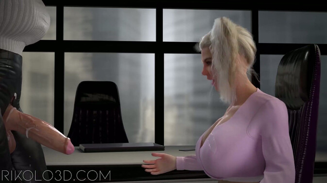 Adult Time Animation - Glasses Wearing Blonde Titty Fucked and Anal Creampie in Office / 25.01.2025